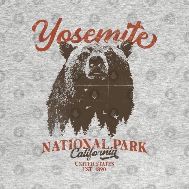 Vintage Yosemite Grizzly Bear California National Park by Fitastic